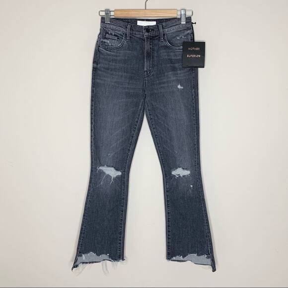 NEW Mother The Insider Crop Step Chew Jeans (Sz 24) Pedal To The Metal Destroyed - Picture 6 of 16